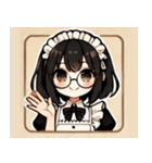 黒髪メガネメイドさんのスタンプ（個別スタンプ：1）
