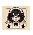 黒髪メガネメイドさんのスタンプ（個別スタンプ：2）