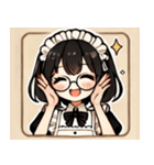 黒髪メガネメイドさんのスタンプ（個別スタンプ：4）