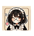 黒髪メガネメイドさんのスタンプ（個別スタンプ：7）