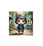 動くにゃん子サムライ（個別スタンプ：4）