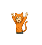 元気いっぱい猫キャラスタンプフリップ無）（個別スタンプ：10）