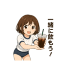 癒しのカフェ店員お姉さん(体操着Ver.)（個別スタンプ：1）