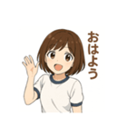 癒しのカフェ店員お姉さん(体操着Ver.)（個別スタンプ：4）