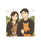 ふたりと2匹の猫の暮らし（個別スタンプ：1）