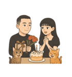 ふたりと2匹の猫の暮らし（個別スタンプ：6）