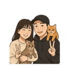 ふたりと2匹の猫の暮らし（個別スタンプ：21）