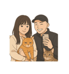 ふたりと2匹の猫の暮らし（個別スタンプ：37）