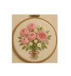 お花の刺繍アート（個別スタンプ：1）