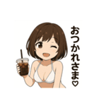 癒しのカフェ店員お姉さん(水着Ver.)（個別スタンプ：1）