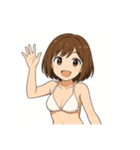 癒しのカフェ店員お姉さん(水着Ver.)（個別スタンプ：19）