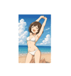 癒しのカフェ店員お姉さん(水着Ver.)（個別スタンプ：23）