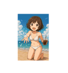癒しのカフェ店員お姉さん(水着Ver.)（個別スタンプ：24）
