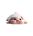 呆けた顔のピンクのブタ（個別スタンプ：4）