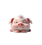 呆けた顔のピンクのブタ（個別スタンプ：8）