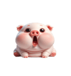 呆けた顔のピンクのブタ（個別スタンプ：13）