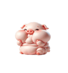 呆けた顔のピンクのブタ（個別スタンプ：14）