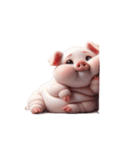 呆けた顔のピンクのブタ（個別スタンプ：32）