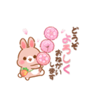 【春】うさぎのココとミルクの敬語あいさつ（個別スタンプ：16）