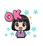 小学生の女の子（ショートカットボブ）☻（個別スタンプ：7）