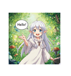 白髪のエルフ少女（個別スタンプ：1）