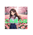 木之本レール作AIあいちゃんイラストお花畑（個別スタンプ：6）