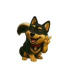 犬（3D）-様々な体の動き 002（個別スタンプ：24）