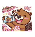 ビーバーと桜のスタンプ@SFW（個別スタンプ：24）