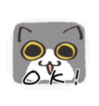 猫の顔だけスタンプ グレーしろ（個別スタンプ：40）