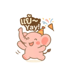 ピンクのゾウとタイ語スタンプ（個別スタンプ：16）
