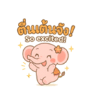 ピンクのゾウとタイ語スタンプ（個別スタンプ：22）