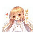 白パーカーを着た金髪の女の子スタンプ（個別スタンプ：4）