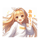 白パーカーを着た金髪の女の子スタンプ（個別スタンプ：6）