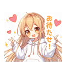 白パーカーを着た金髪の女の子スタンプ（個別スタンプ：9）