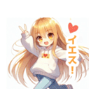 白パーカーを着た金髪の女の子スタンプ（個別スタンプ：11）