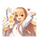 白パーカーを着た金髪の女の子スタンプ（個別スタンプ：12）