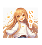 白パーカーを着た金髪の女の子スタンプ（個別スタンプ：23）
