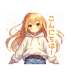 白パーカーを着た金髪の女の子スタンプ（個別スタンプ：25）
