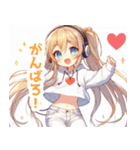 白パーカーを着た金髪の女の子スタンプ（個別スタンプ：27）