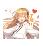 白パーカーを着た金髪の女の子スタンプ（個別スタンプ：30）