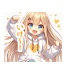 白パーカーを着た金髪の女の子スタンプ（個別スタンプ：31）