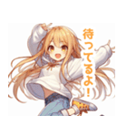 白パーカーを着た金髪の女の子スタンプ（個別スタンプ：33）