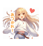 白パーカーを着た金髪の女の子スタンプ（個別スタンプ：36）