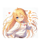 白パーカーを着た金髪の女の子スタンプ（個別スタンプ：37）