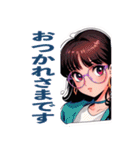 メガネな少女（少しレトロ）（個別スタンプ：11）
