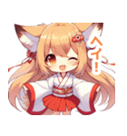 巫女服の狐の女の子スタンプ（個別スタンプ：30）