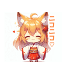 巫女服の狐の女の子スタンプ（個別スタンプ：38）
