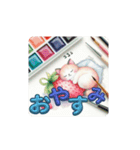 水彩パレットで挨拶（個別スタンプ：4）
