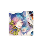 水彩パレットで挨拶（個別スタンプ：7）