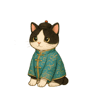 チャイナ服の猫と犬（個別スタンプ：1）
